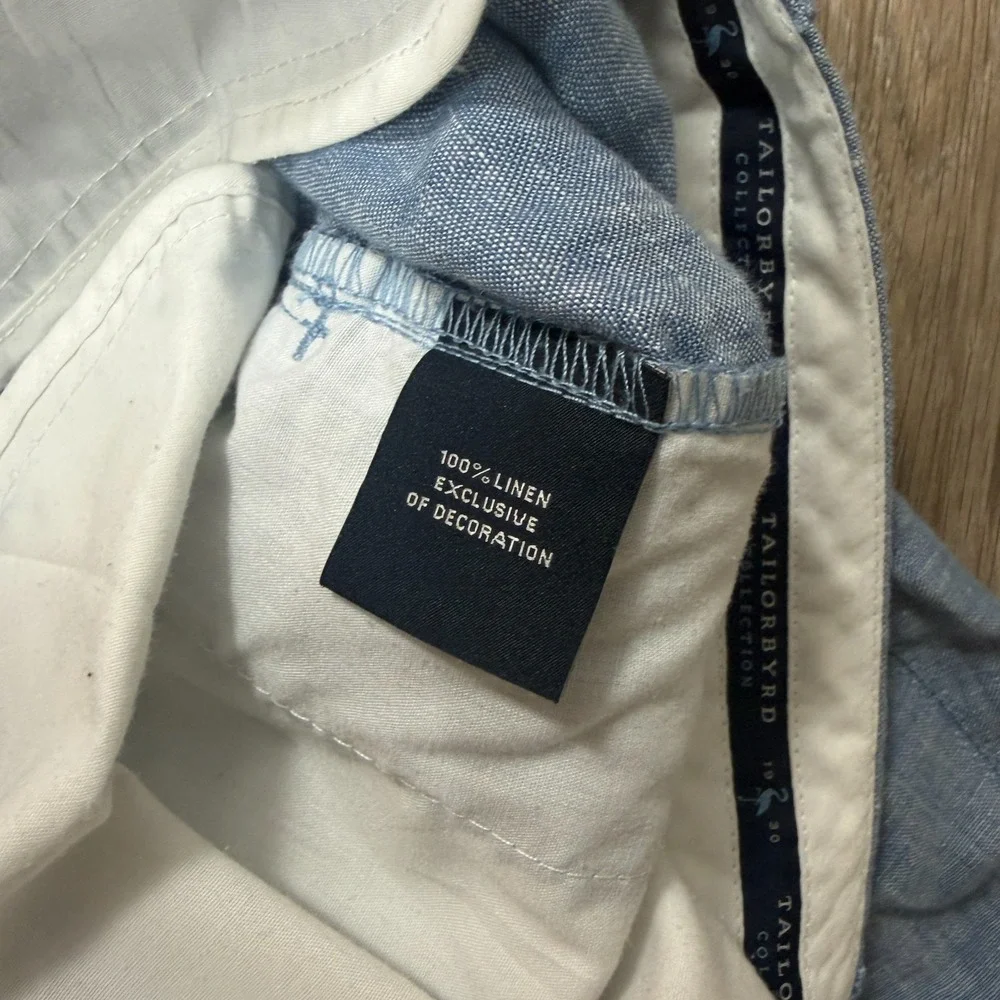 Tailorbyrd 100% Linen Pants Mens 40x32 Blue Relaxed Lightweight Light Blue